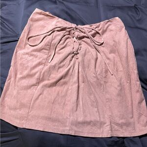 Elegant Pink Lace-Up Mini Skirt